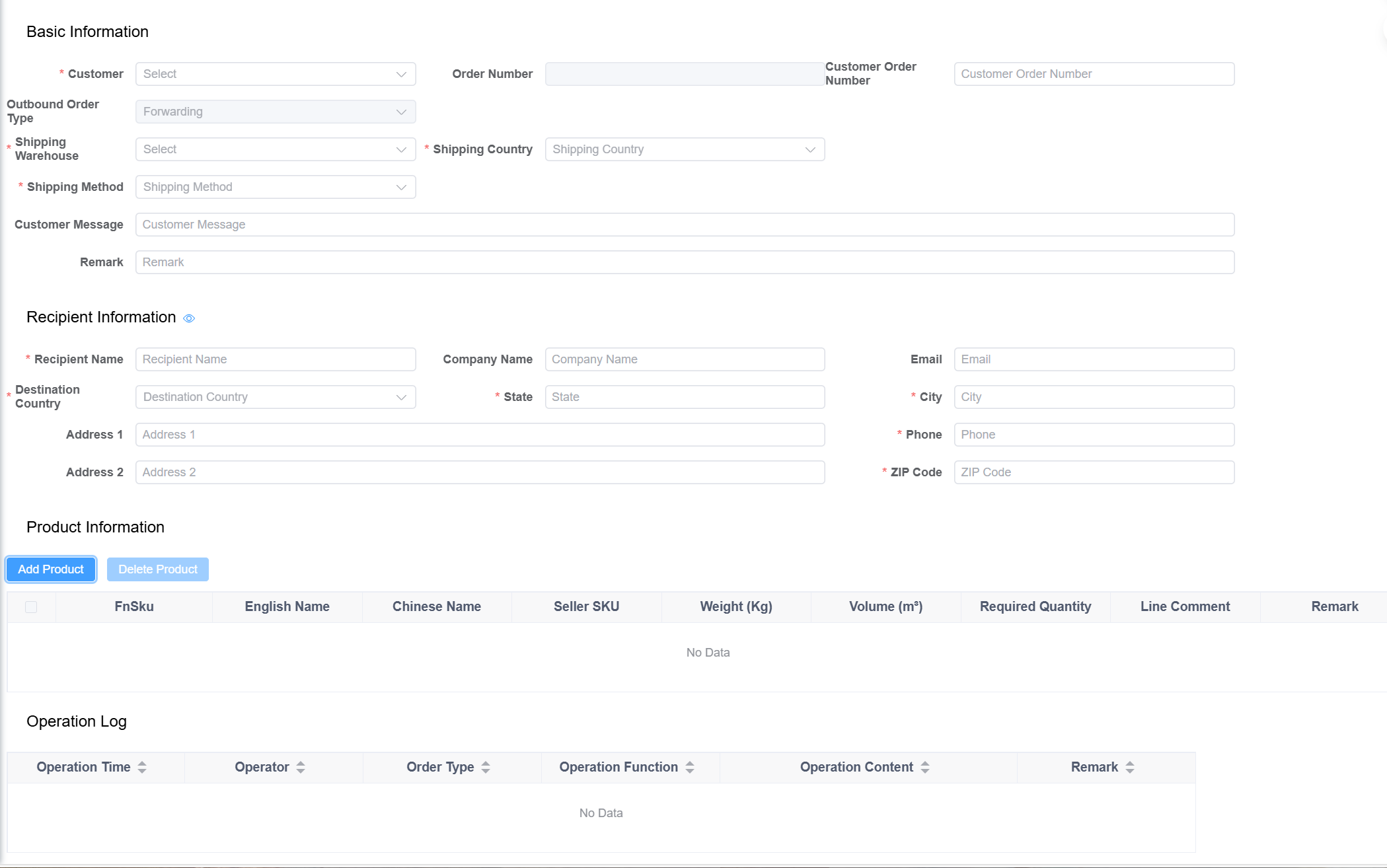 Pending Outbound Order